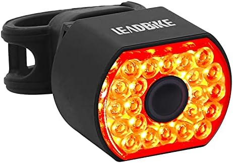 LEADBIKE LD09 Smart Bike Tail Light with Brake Sensing, Auto On/Off Bicycle Lights Rear with 6 Light Modes, Ultra Bright Bicycle Back Light Waterproof, Rechargeable Bike Light for Night Riding