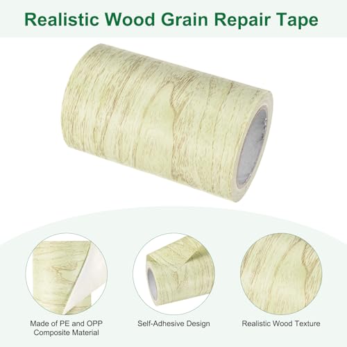 Image of M METERXITY 1-Roll Wood Grain Repair Tape, 3.15in x 15ft Textured Realistic Self-Adhesive Wood Floor Tape Contact Paper for Furniture /Floors /Home [Light Gray Pine]