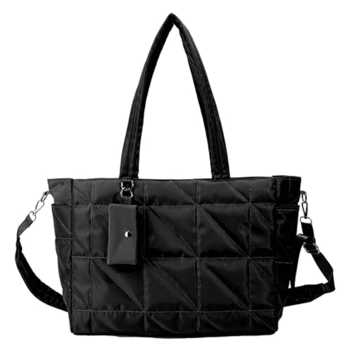 Puffer Tote Bag for Women Quilted Crossbody Bags for Women Puffy Shoulder Handbag Bubble Purse Work Travel Laptop Bag