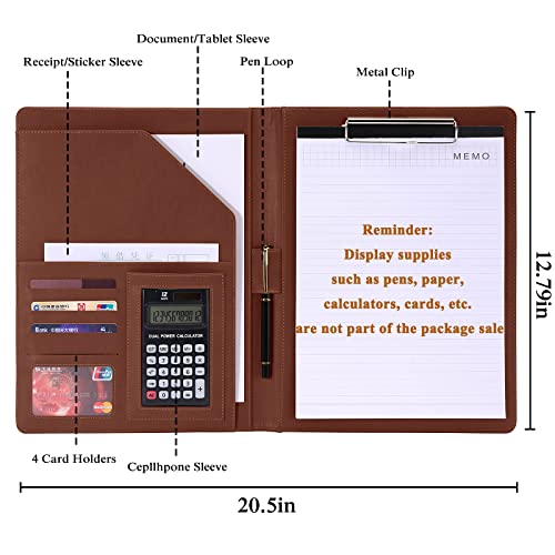 Porte-documents pour CV et entretien avec bloc-notes intégré marron A4 - 2