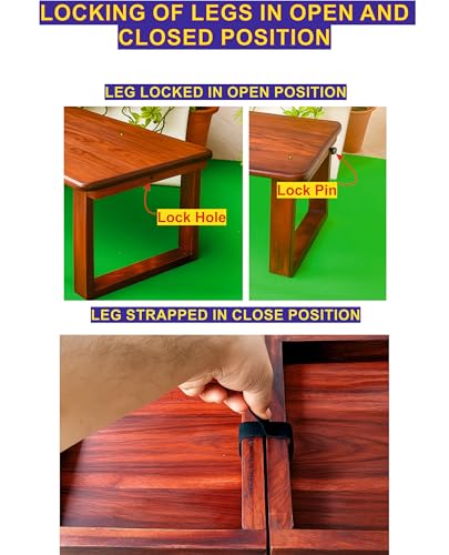 Image of Foldable Lap Desk | Plywood Bed Table - Modern Dark Finish, Sturdy Laptop Table for Study, Work, Sofa, Couch, Floor Use, Wide Wooden Legs, Near-Invisible Top (26 inch X 15 inch Large)