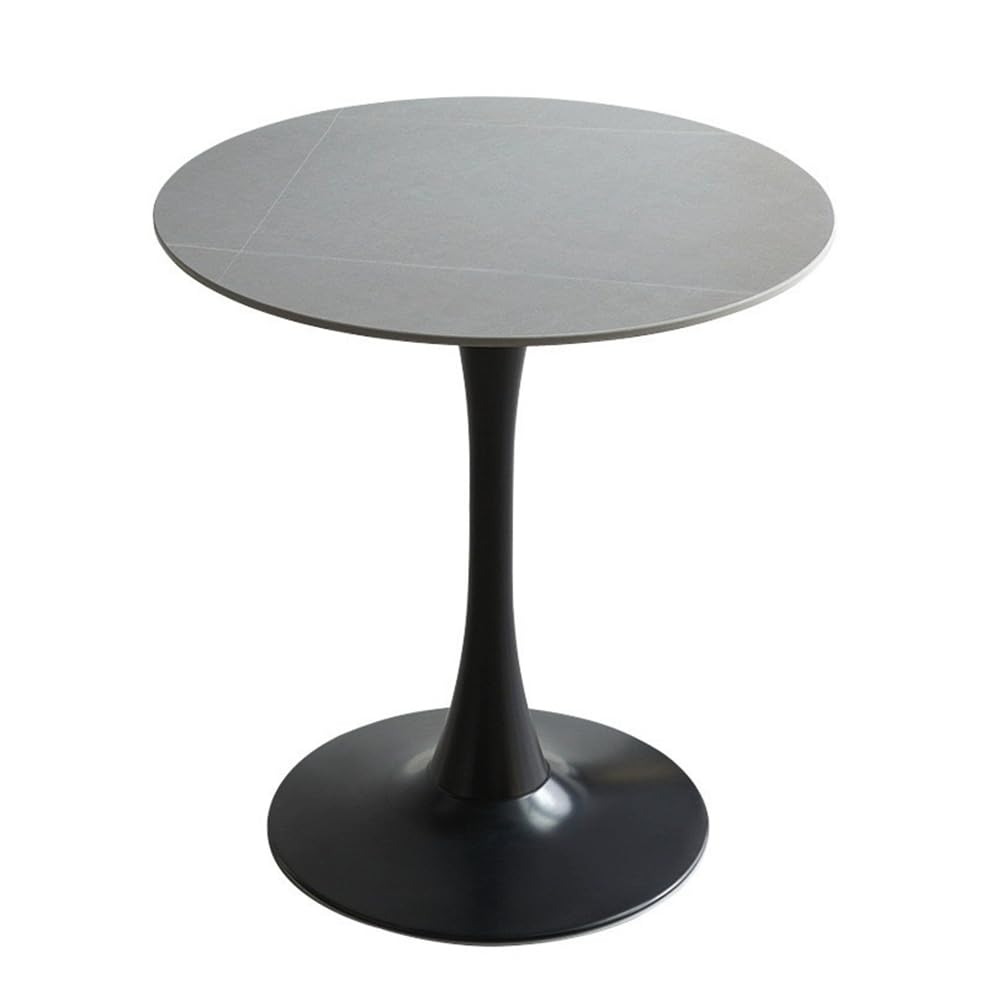 Jhaismao Grey Round Dining Table Sintered Stones Marble Kitchen Dining Table Modern Mid-Century Leisure Tulip Table With Pedestal Base For Dining Room 2 To 4 Person(Size:60cm,Color:grey)
