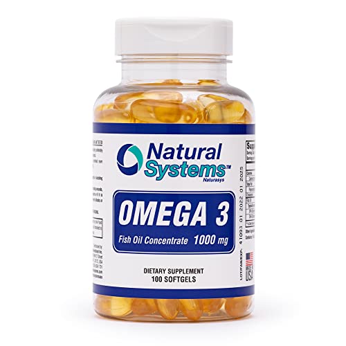 Omega 3 1000Mg Fish Oil 100 Concentrated Softgels By Natural Systems | Omega 3 Fish Oil Supplements For Daily Diet | Omega Supplements For Cardiovascular, Brain And Joints Support * #TOP4