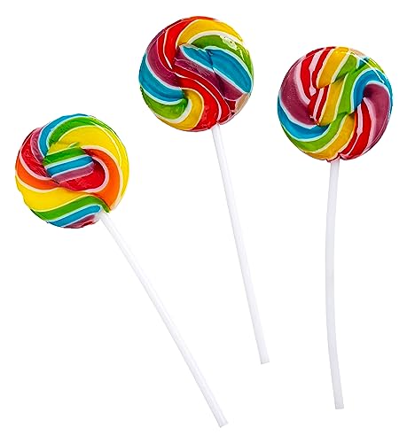 24 Circus Rainbow Lollipops Individually Wrapped, Bursting with Fruity Flavor, Great Swirl Lollipops for Kids Birthday Parties, Party Favor Candy and Cake Toppers, By 4YoreElves (Pack of 24)