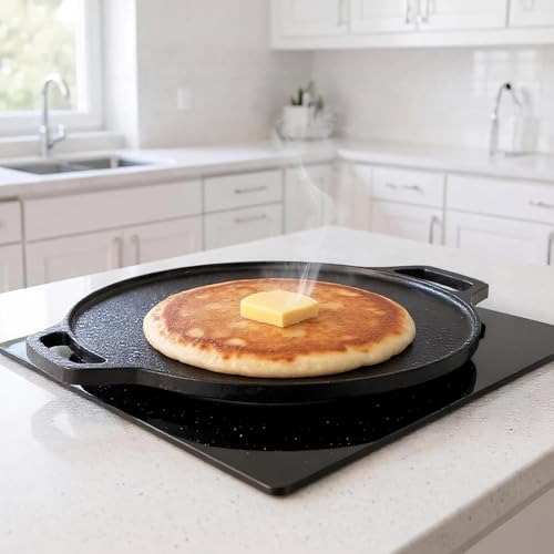 Image of Cast Iron Dosa Tawa 12 Inch (30 cm) | Pre-Seasoned Non-Stick Tawa Without Chemical Coating | Gas & Induction Compatible | for Dosa, Chapati, Roti, Uthappam | Black, 2.5 kg