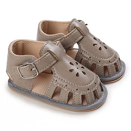 RNTOP Baby Boy and Unisex Sandals Shoes for Infant/Toddlers Newborn First Walkers Crib Shoes Premium (Grey, 6 Toddler)