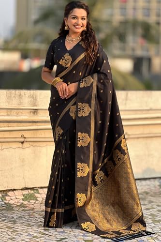 Image of SGF11 Women's Kanjivaram Pure Soft Silk Saree With Unstitched Blouse Piece