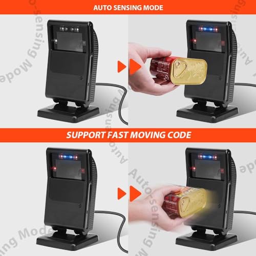 Image of MUNBYN Desktop Barcode Scanner, Omnidirectional Barcode Scanner, 1D 2D QR Barcode Scanner Wired, Hands-Free USB Barcode Reader for Supermarket, Restaurant, Retailers, Bookstore