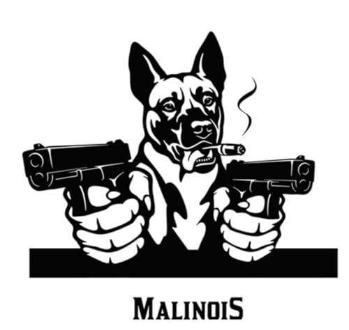 Autocollant pour voiture 15 cm Noir Belgique Malinois Autocollant noir Belgian Malinois Car Sticker...