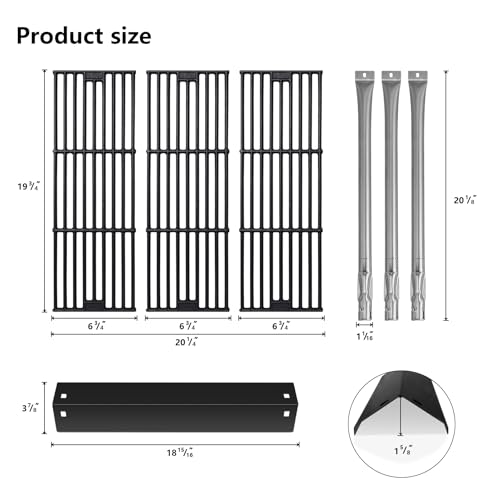 Image of CANDANA Replacement Parts for Chargriller 3001, 3008, 3030, 4000, 5050, 5252 Grill Models, Stainless Steel Burner, Porcelain Steel Heat Plates, Porcelain Cast Iron Cooking Grid Grates, Igniters