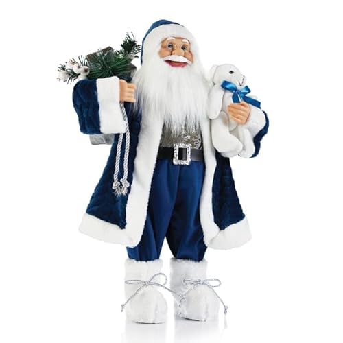 Swan Standing Santa Claus Figure - 60cm Classical Santa Claus for Christmas Indoor Home Decor, Xmas Decor (Blue)