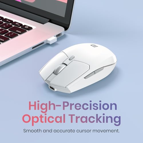 Image of Portronics Toad 36 Wireless Mouse, 2.4GHz, Rechargeable, 6 Buttons, 1600 DPI, Ergonomic Thumb Support, Universal Compatibilty, Built-in-Battery, for Windows /Mac /Android /iOS(White)