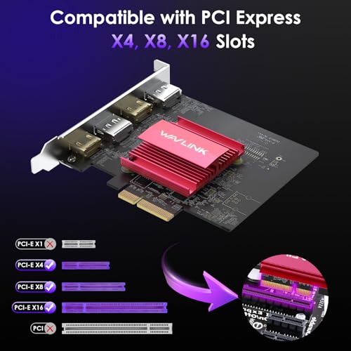 Tarjeta PCIE de 4 monitores WAVLINK DisplayLink DL7400 2DP 2HDMI para Ubuntu 3