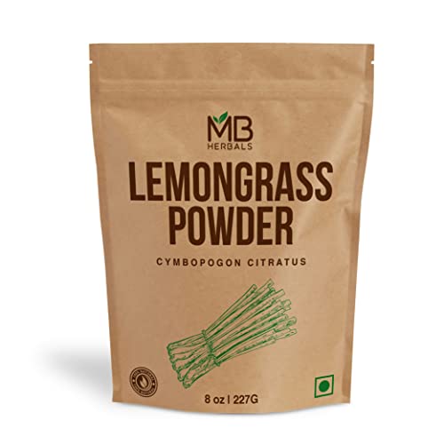 MB Herbals Lemongrass Powder 8 oz / 0.5 LB / 227 Gram | Cymbopogon citratus | Makes 22 Servings of Refreshing Lemongrass Tea | Coarse Grounded Powder for Tea