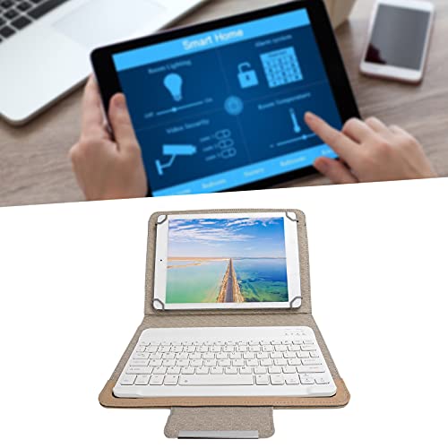 ASHATA Universal 9.7‑10.1 inch Tablet Keyboard Case,Wireless Bluetooth Removable Keyboard + PU Leather Case Cover,Travel Portable Leather Shell,Dustproof & Waterproof(golden) - Image 3