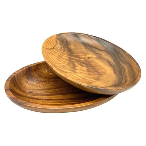 WRIGHTMART Acacia Wood Bowl, Oval Set of 2 Cover