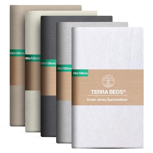 Terra Beds Premium Spannbettlaken 60x120 cm - 160g/m2-100% Hochwertiges Oeko-TEX Baumwoll Jersey Kinder Spannbetttuch Erhältlich in 10 Farben