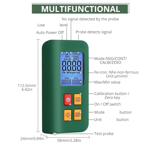 Medidor digital de espesor de pintura con retroiluminación miniatura 4