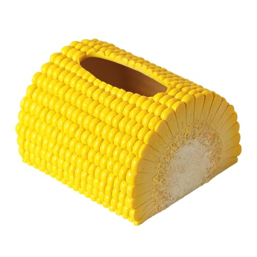 Soporte único para caja de pañuelos, divertido soporte para caja de pañuelos de maíz, caja de pañuelos decorativa de resina de amplia apertura para el hogar, baño, dormitorio, dispensador de pañuelos