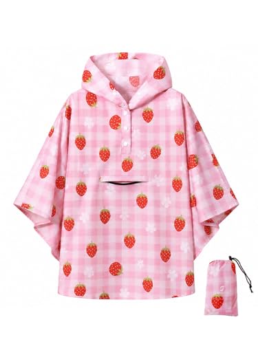 Image of SaphiRose Lightweight Kids Rain Poncho Jacket Waterproof Outwear Rain Coat