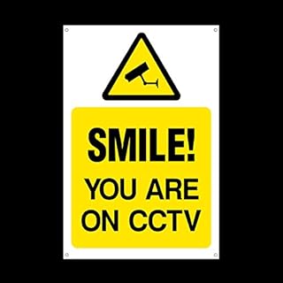 Smile you are on CCTV Plastic Sign with 4 Pre-Drilled Holes - Security, Camera, Closed Circuit TV, Warning Safety (MISC16)