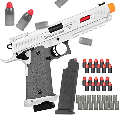Toy Gun with Shell Ejection, Soft Bullet Gun Look Real Nylon Alloy Toy Pistol, 2011 Combat Master Pistol Disassembly for Boys Girls Adults, Toy Foam Blasters, Gun Toy Model for Age 12+