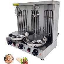 INTSUPERMAI Shawarma Grill Machine Electric Doner Kebab Machine Vertical Broiler Gyro Machine with with 3 Burners for Home Commicial Restaurant Use
