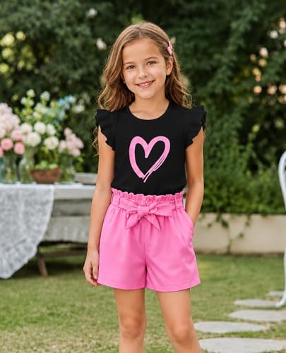 Image of Girls Summer Outfits Cute Sleeveless Top High Waisted Short Sets with Pockets Teen Girl Clothes Size 6-14 T