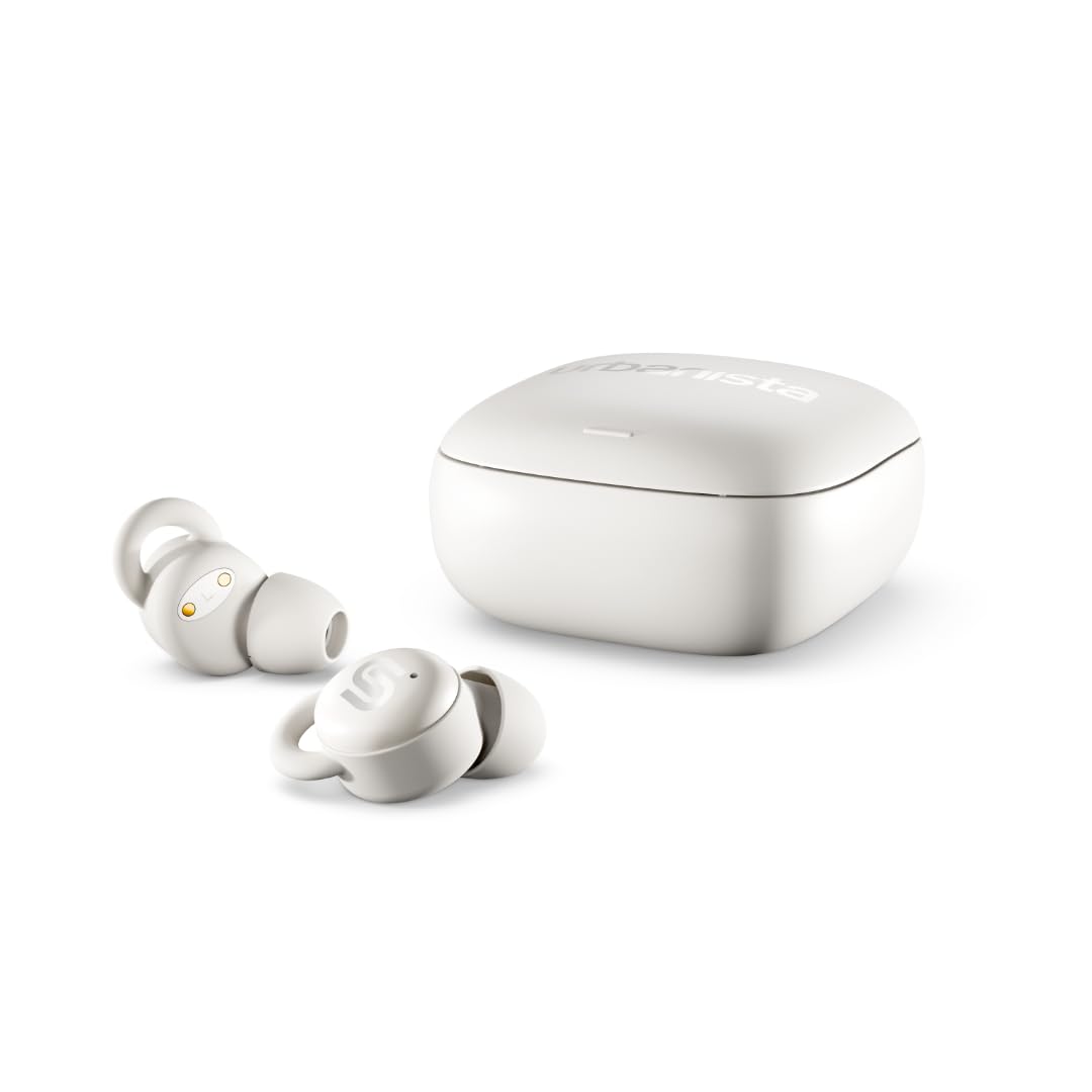 Urbanista Mini Schlafkopfhörer Sleep Earbuds, Geräuschblockierung Ohrhörer, Seitenschläfer, 27h Wiedergabe, Einstellbare Sleep-Timer, Bequemes flaches Design, Porto Bluetooth 5.4, 3 EQ-Modus, Weiß