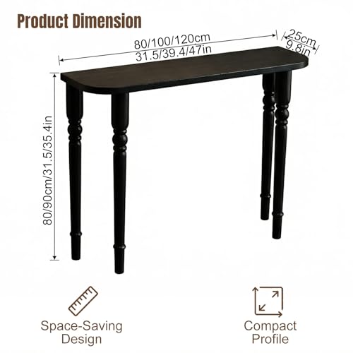Mesa consola de madera maciza rectangular detrás del sofa y mueble de pasillo estrecho 8