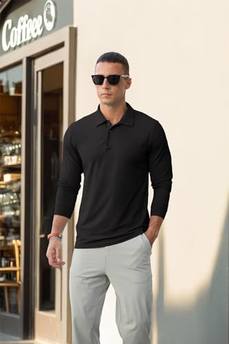 Askdeer Men's Golf Polo Shirts Long Sleeve UPF 50+ Performance Collar Shirts Lightweight Summer Casual Quick Dry Tee3