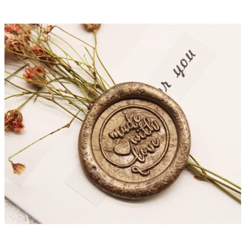 Image of Curated Cart Wax Seal Stamp| Vintage Brass Head with Pink Handle | MadeWithLove Design | Stamp for Envelope, Invitation, Wedding Card, Gift Wrapping & DIY Crafts Letter Sealing