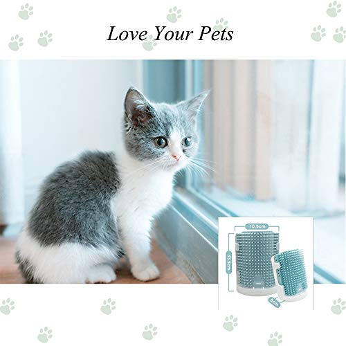 Cat Self Groomer Wall Corner Massage Comb Grooming Brush Soft Rubber Bristles Kitten Massager Tool Fit for Flat Wall Corner Cage and Hand Hold (Pink)