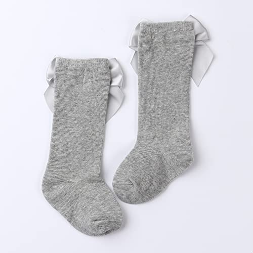 1Pair Kids Baby Girl's Cotton Socks Soft Knee-High Over Calf Socks Infant Newborn Bow Stockings2