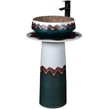Pedestal Sink Vanity Light Luxury Ceramic Pedestal Basin Modern Integrated Floor-Standing Wash Basin Balcony Homestay Pedestal Wash Basin Bathroom Pedestal Sink
