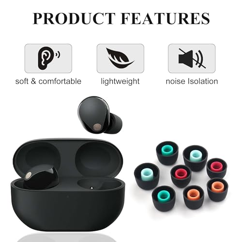 シリコンイヤーチップ イヤホンチップ 交換用イヤーチップ イヤホン 4組 Sony WF-1000XM5 WF-1000XM4 WF-1000XM3 WF-C700N イヤホン ソフトシリコンイヤホン チップセット (XS/S/M/L、ブラック)