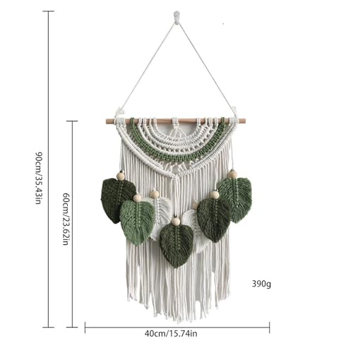 Macramé mural feuille suspendu boho pour déco chambre et mariage chic - 5