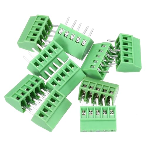 sourcing map 10PCS 5-Pin PCB Mount Screw Terminal Block Connectors 2.54mm/0.1inch Pitch Circuit Board Connectors for Home Appliances, Industrial Projects