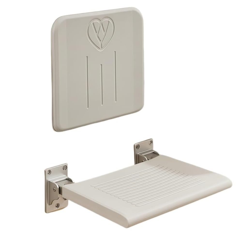 shower stool Folding Shower Seat Bathroom Drop-Leaf Wall Stool Disabled Shoe Changing In The Entryway folding(Gray,With backrest)