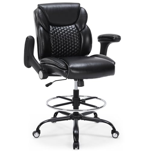Drafting Office Chair with Adjustable Armrests & Footrest