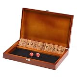 Crobyi Shut The Box Dice Game with 12 Numbers and Lid, Wooden Classic Board Game with - 4 Dice - Gif