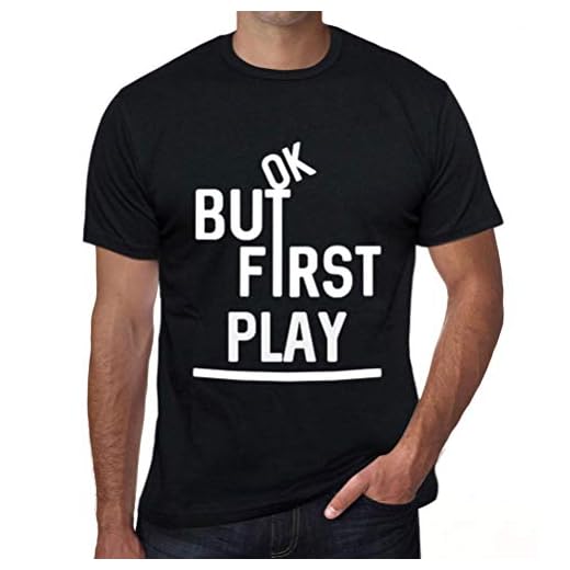 Herr t-shirt män vintage t-shirt ok but first play Noir svart, Noir svart, XS