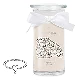 JuwelKerze Cookies & Cream Armband Silber - Schmuckkerze - große Duftkerze mit Kekse Duft - beige Kerze mit Schmuck Überraschung