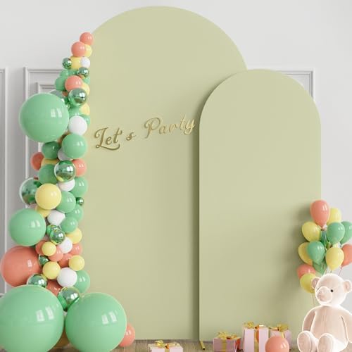 Wokceer Wedding Arch Backdrop Cover 7.2FT, 6FT Spandex Fitted Wedding Arch Stand Covers 2 Set Round Top Chiara Backdrop Stands Cover for Birthday Party Ceremony Banquet Decoration Sage Green by Wokceer - Image 3