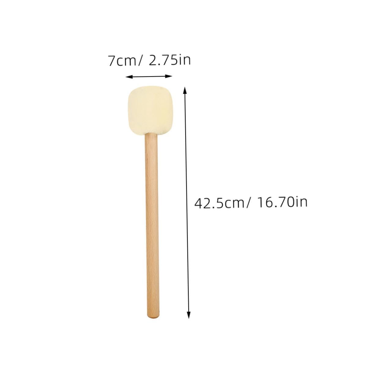 Toyvian 2pcs Baguettes de Batterie en Bois de Hêtre Tête en Feutre Beige, Poignée Facile à Saisir, pour Grosse Caisse et Bols Chantants