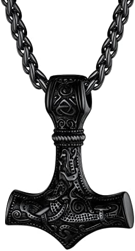 Suplight Stainless Steel Vintage Viking Thor Hammer Mjolnir Necklace for Men Boys Amulet Noridc Jewelry Viking Gift for Mener