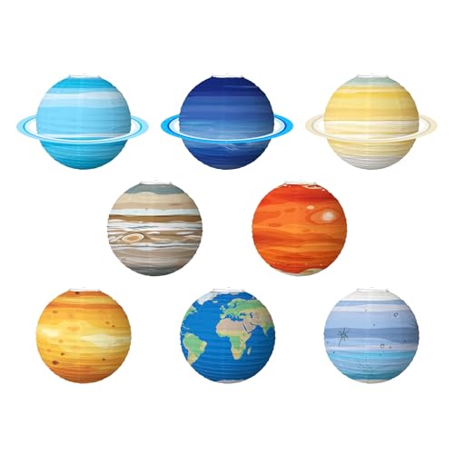 Niesel Farolillos de papel solares de 8 piezas | Solar Decoración 30 cm | Farolillos coloridos para habitación de los niños Cumpleaños Baby Shower Aula Fiesta Científica