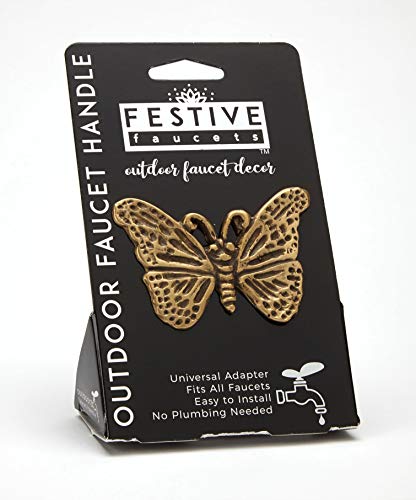 Festive Faucets - Decorative Outdoor Faucet Handle with Universal Adapter - Butterfly - Carded