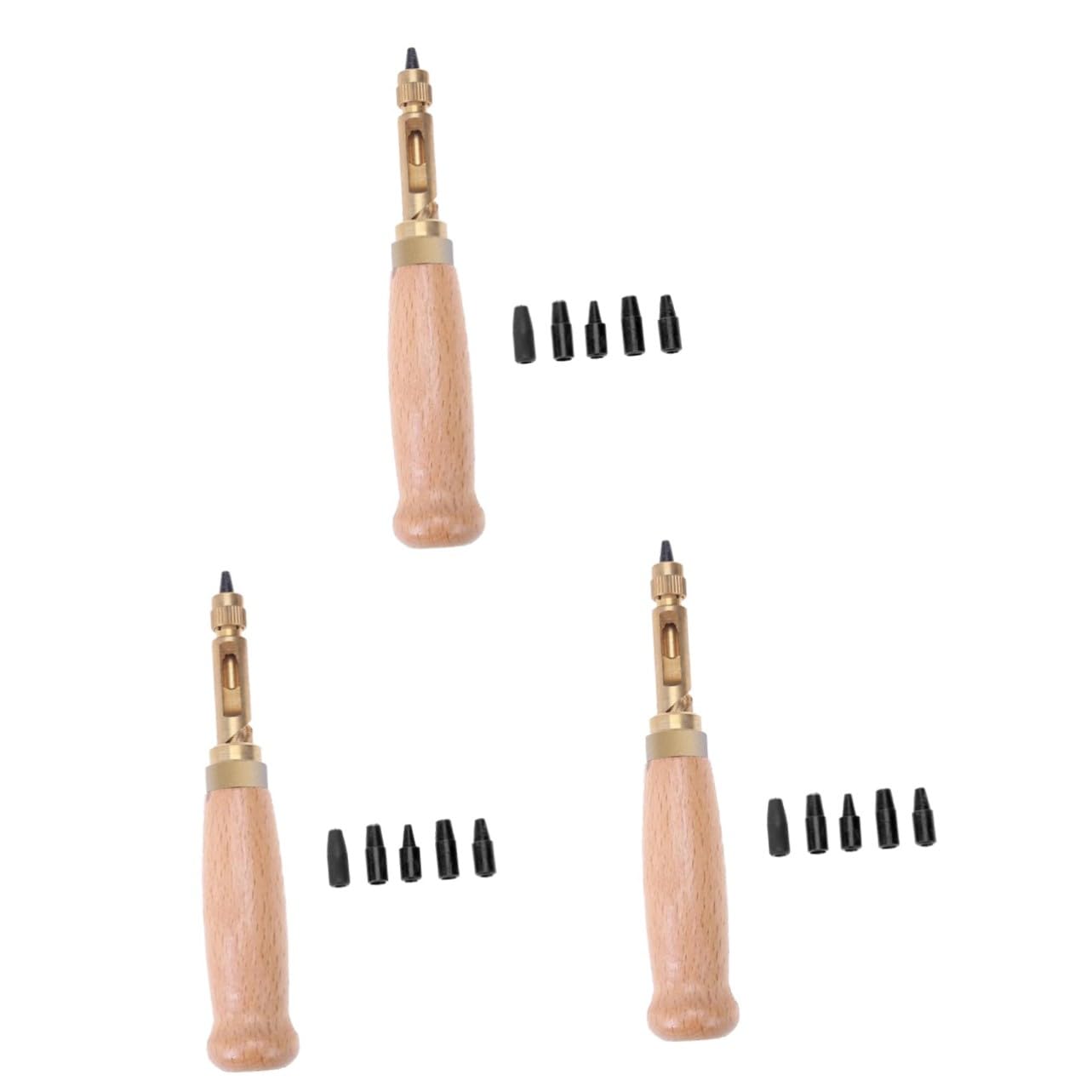 3 Piezas Herramienta Perforadora de Cinturones Automática Silenciosa con Cabezales Intercambiables para Cuero y Manualidades DIY Resistente Aleación