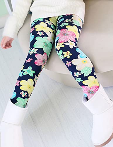Kiench Girls' Fleece Lined Leggings Winter Warm Thick Pants Christmas Pattern 2-Pack3